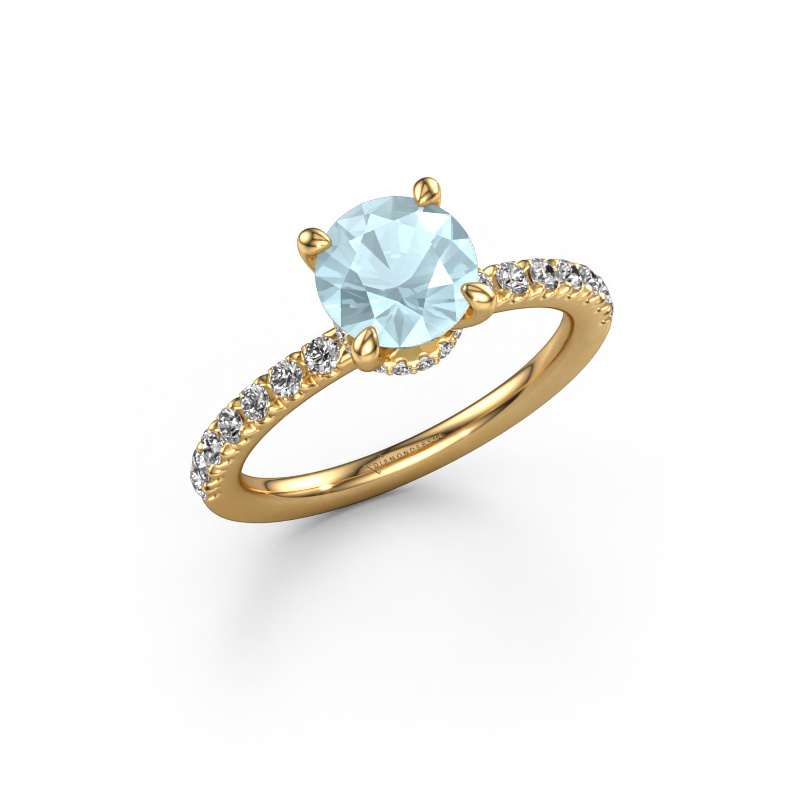 Image of Engagement ring Crystal rnd 4 585 gold Aquamarine 7 mm