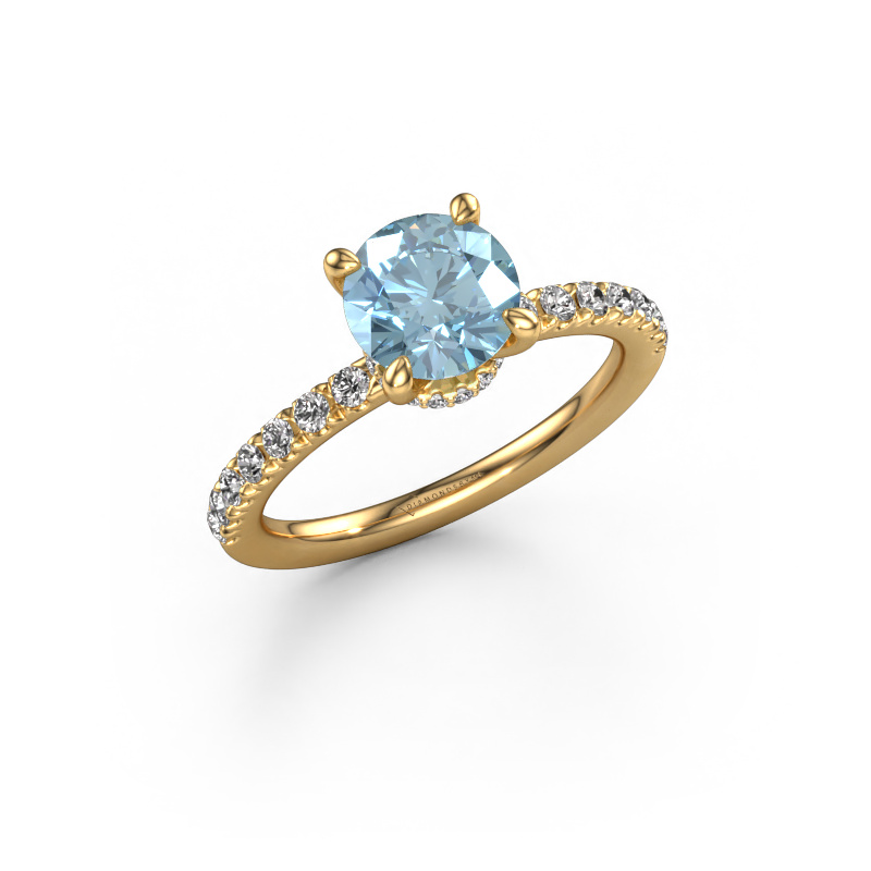 Image de Bague de fiançailles Crystal rnd 4 585 or jaune Diamant synthétique bleu 7 mm