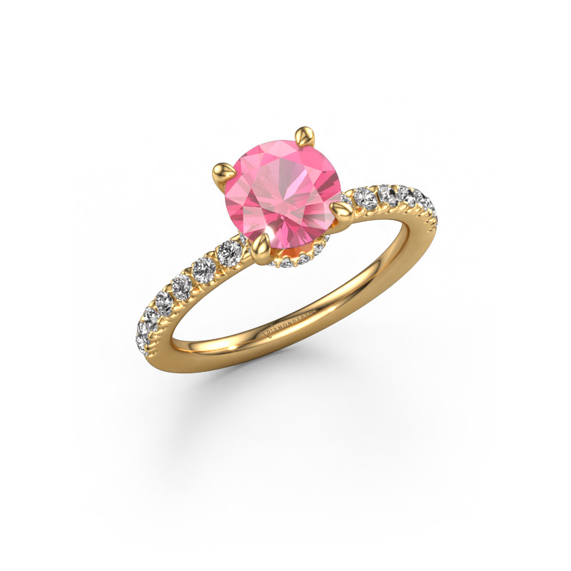 Image of Engagement ring Crystal rnd 4 585 gold Pink sapphire 7 mm