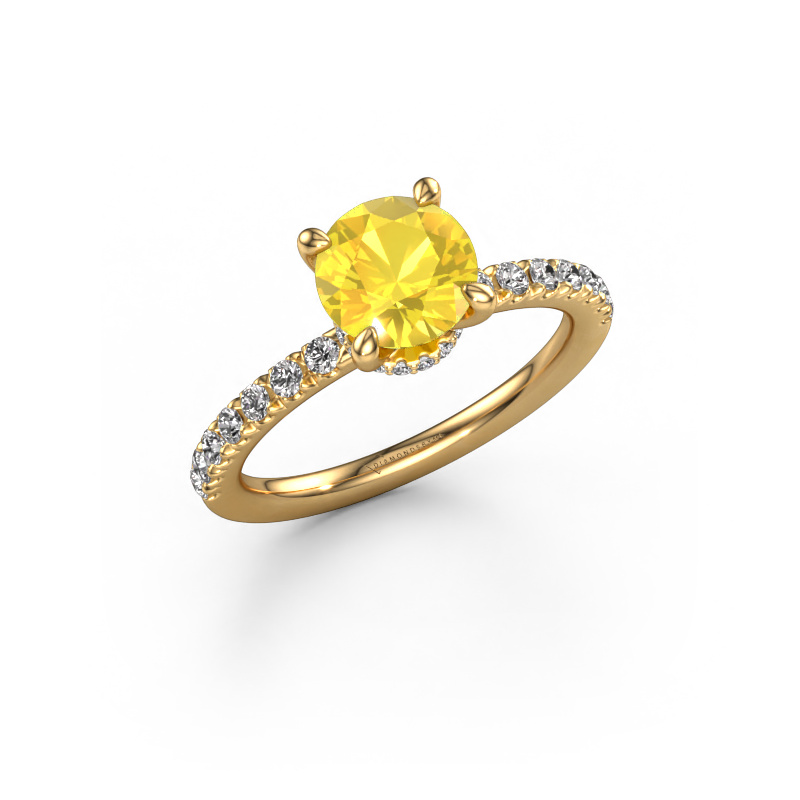 Bild von Verlobungsring Crystal rnd 4 585 Gold Gelb Saphir 7 mm