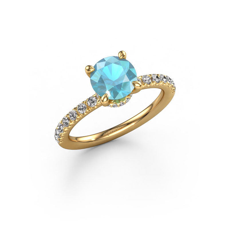 Image of Engagement ring Crystal rnd 4 585 gold Blue topaz 7 mm