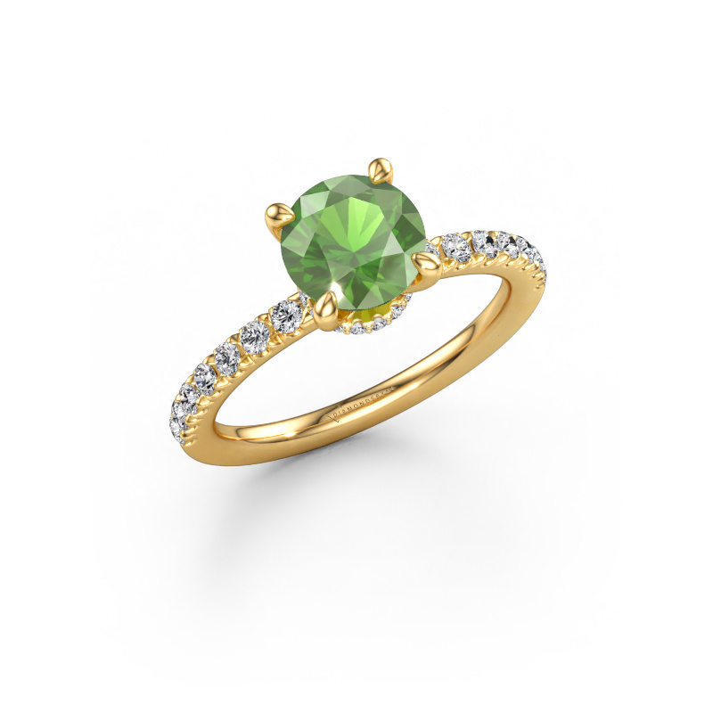 Bild von Verlobungsring Crystal rnd 4 EXPRESS 585 Gold Turmalin grün 7 mm