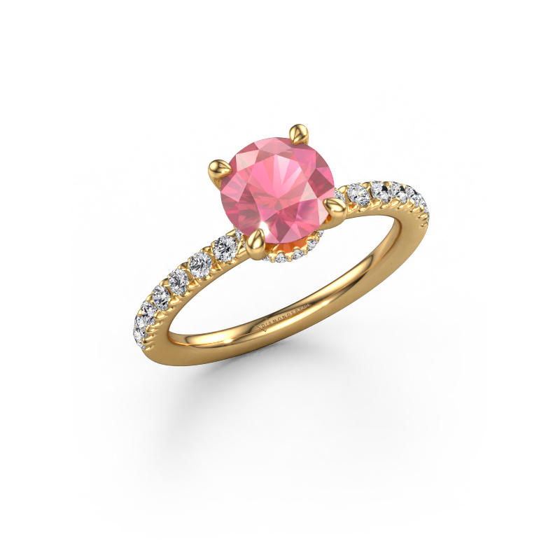 Image of Engagement ring Crystal rnd 4 585 gold Tourmaline pink 7 mm