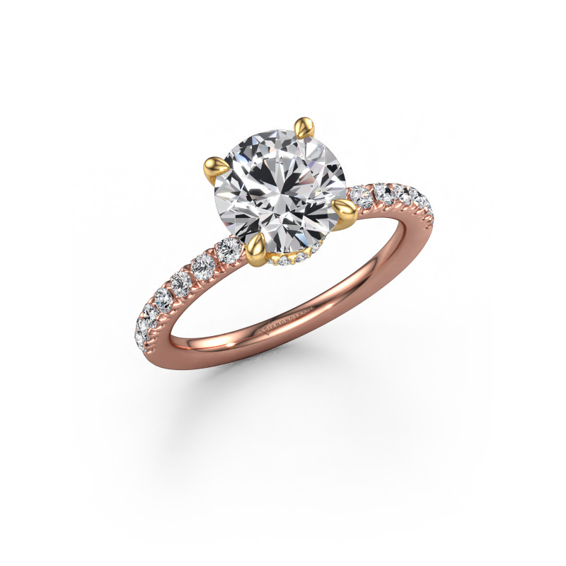 Image de Bague de fiançailles Crystal rnd 4 585 or rose Diamant synthétique 2.37 crt