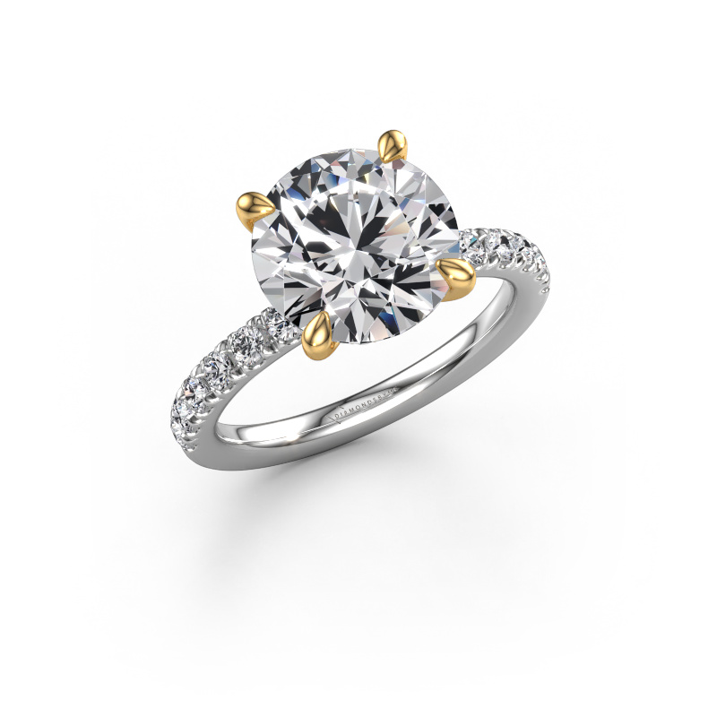 Image de Bague de fiançailles Crystal rnd 4 585 or blanc Diamant synthétique 4.45 crt