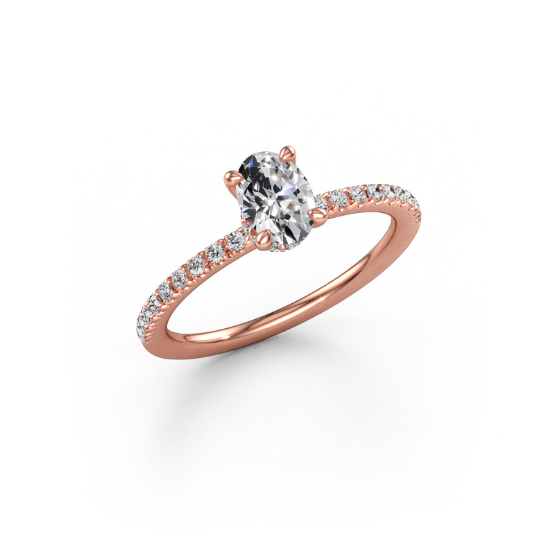 Immagine di Anello di fidanzamento Crystal OVL 4 585 oro rosa Diamante 0.840 crt