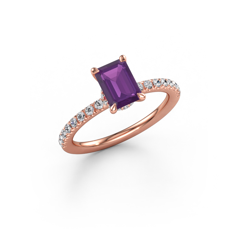Bild av Förlovningsring Crystal EME 4 585 roséguld Ametist 7x5 mm