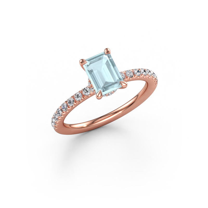 Immagine di Anello di fidanzamento Crystal EME 4 585 oro rosa Acquamarina 7x5 mm
