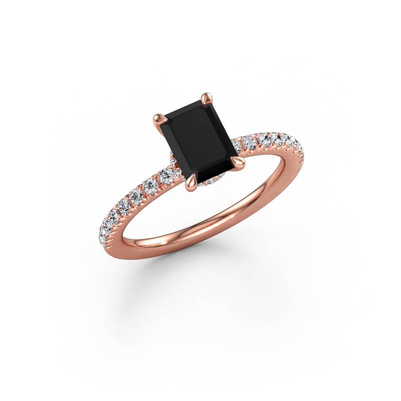 Immagine di Anello di fidanzamento Crystal EME 4 585 oro rosa Diamante nero 1.690 crt