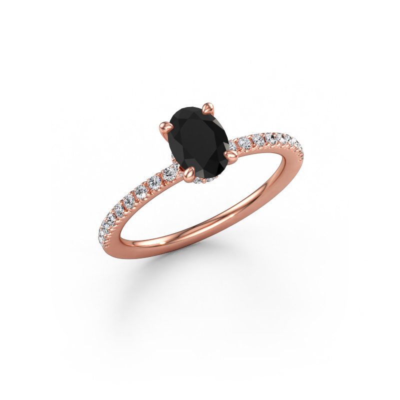 Immagine di Anello di fidanzamento Crystal OVL 4 585 oro rosa Diamante nero 1.29 crt