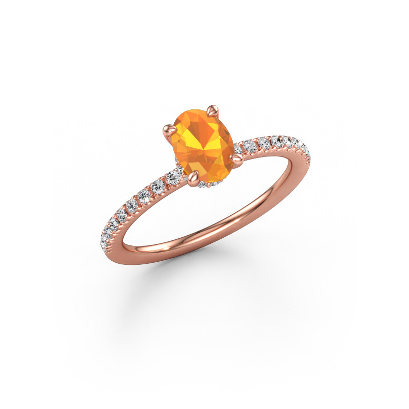 Bild av Förlovningsring Crystal OVL 4 585 roséguld Citrin 7x5 mm