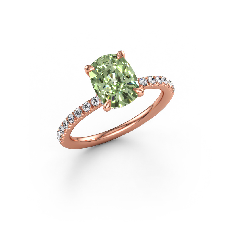 Immagine di Anello di fidanzamento Crystal CSH 4 585 oro rosa Diamante lab grown verde 8x6 mm