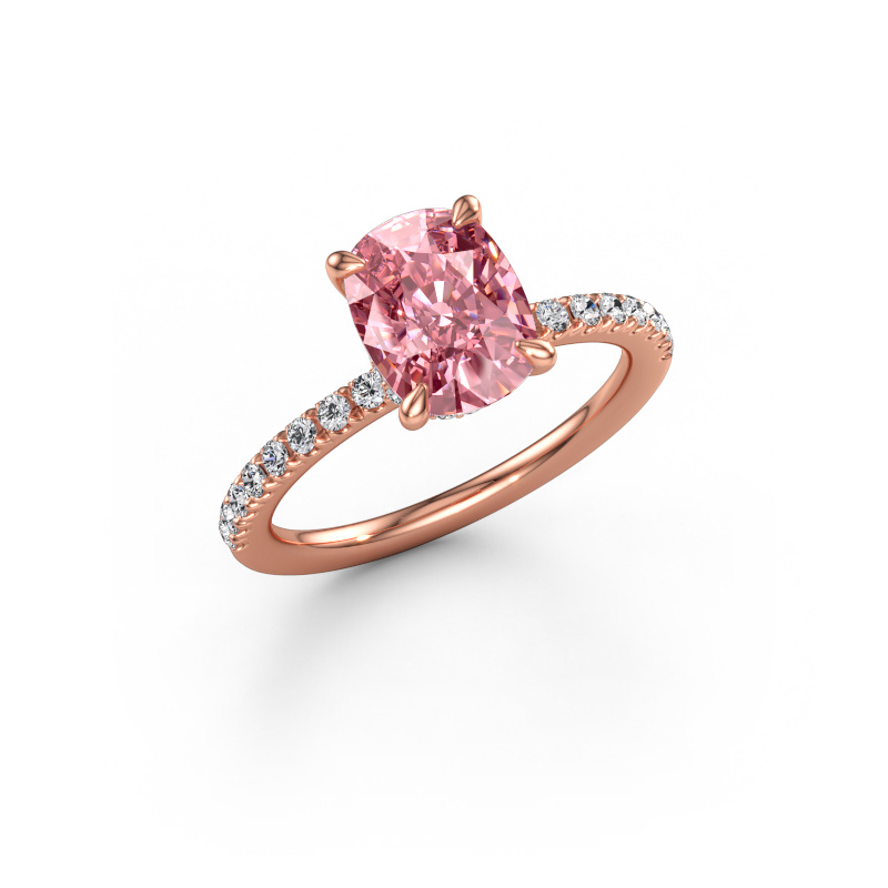 Image of Engagement ring Crystal CSH 4 585 rose gold Pink lab grown diamond 8x6 mm