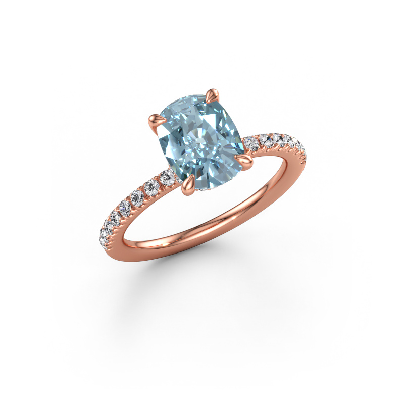 Immagine di Anello di fidanzamento Crystal CSH 4 585 oro rosa Diamante lab grown blu 8x6 mm
