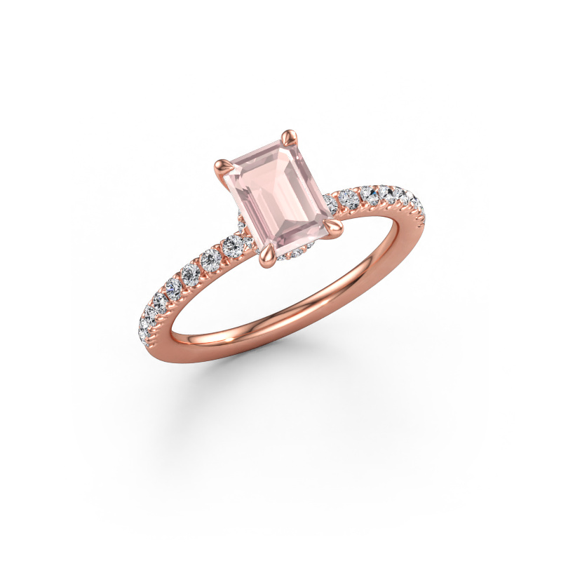 Immagine di Anello di fidanzamento Crystal EME 4 585 oro rosa Morganite champagne 7x5 mm