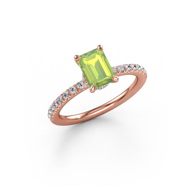 Immagine di Anello di fidanzamento Crystal EME 4 585 oro rosa Peridoto 7x5 mm