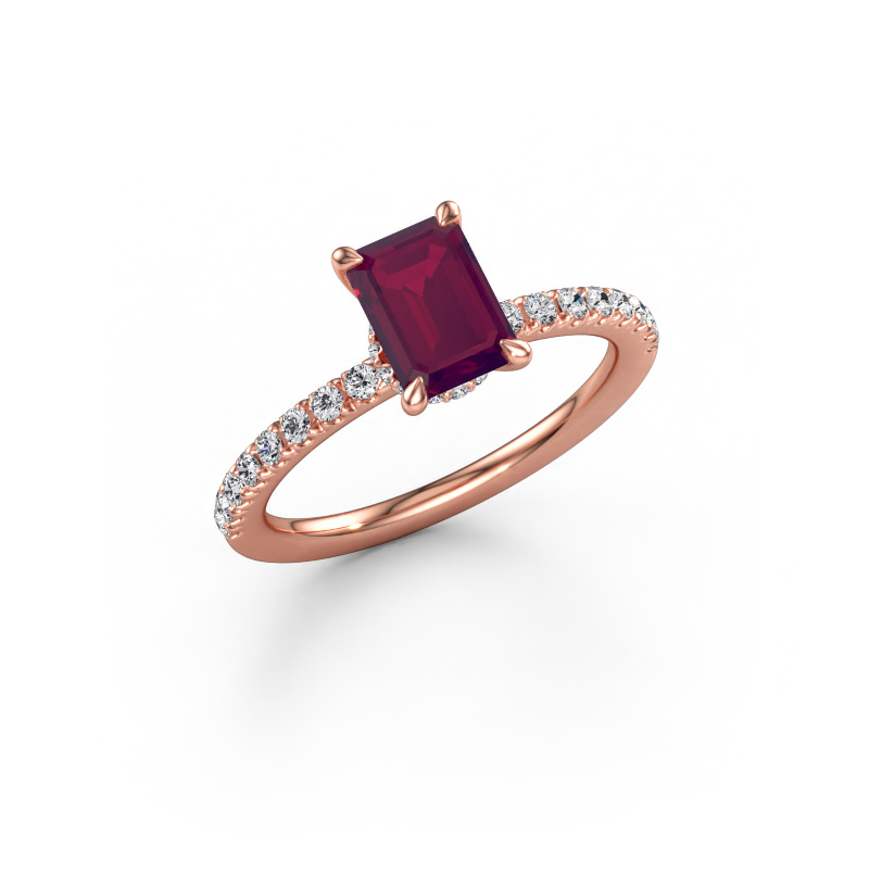 Immagine di Anello di fidanzamento Crystal EME 4 585 oro rosa Rodolite 7x5 mm