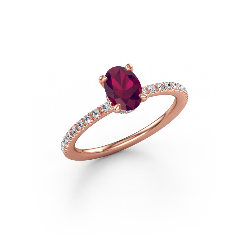 Immagine di Anello di fidanzamento Crystal OVL 4 585 oro rosa Rodolite 7x5 mm