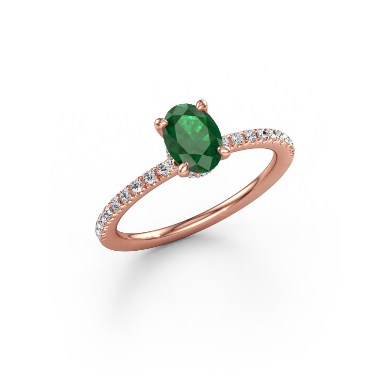 Bild av Förlovningsring Crystal OVL 4 585 roséguld Smaragd 7x5 mm