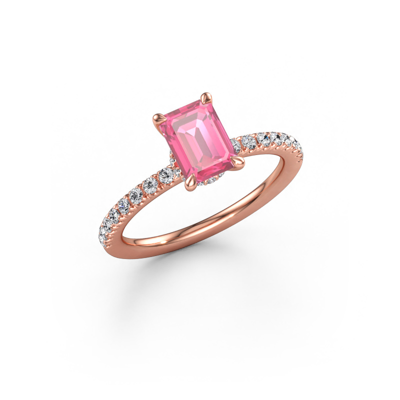 Bild av Förlovningsring Crystal EME 4 585 roséguld Rosa safir 7x5 mm