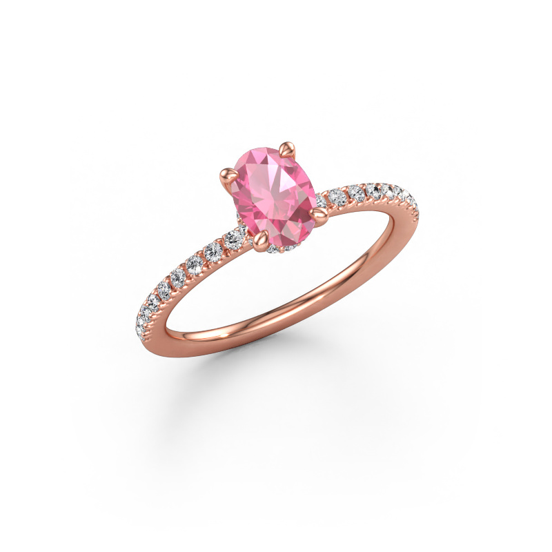 Immagine di Anello di fidanzamento Crystal OVL 4 585 oro rosa Zaffiro rosa 7x5 mm