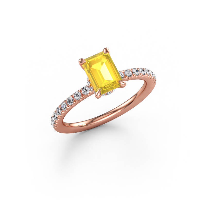 Bild av Förlovningsring Crystal EME 4 585 roséguld Gul safir 7x5 mm