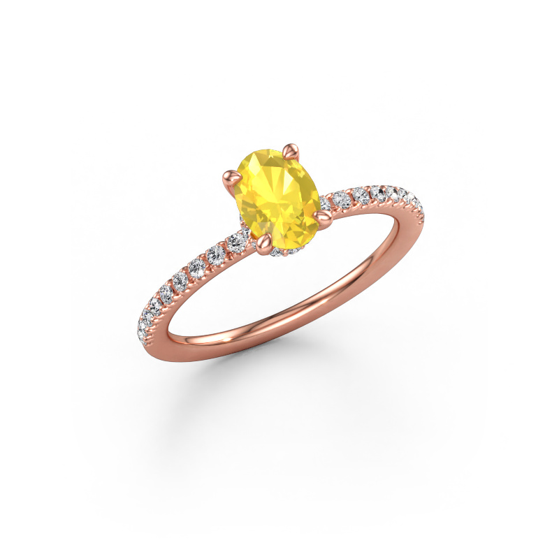 Bild av Förlovningsring Crystal OVL 4 585 roséguld Gul safir 7x5 mm