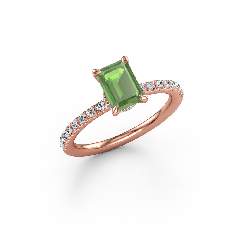 Imagen de Anillo de compromiso Crystal EME 4 585 oro rosa Turmalina verde 7x5 mm