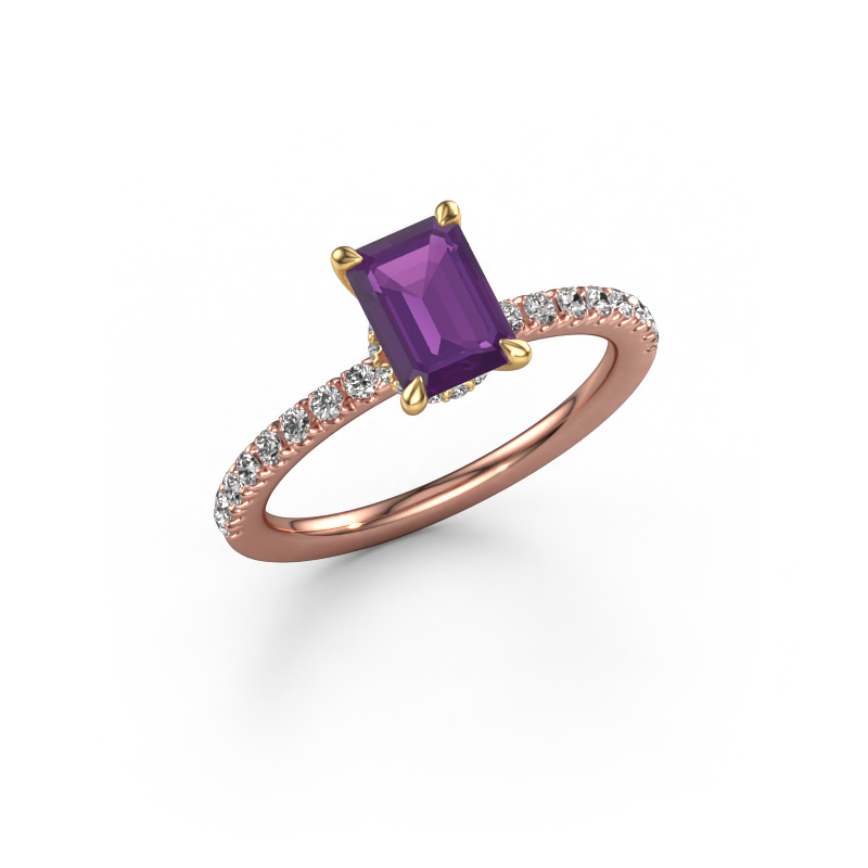 Image of Engagement ring Crystal EME 4 585 rose gold Amethyst 7x5 mm