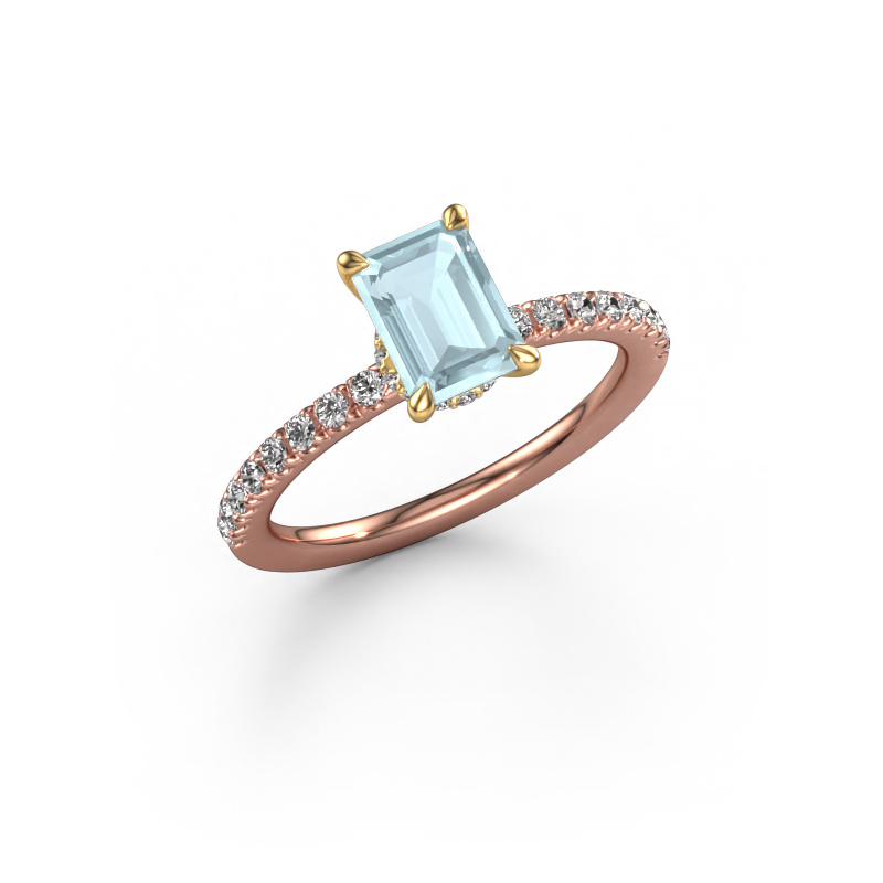 Image of Engagement ring Crystal EME 4 585 rose gold Aquamarine 7x5 mm