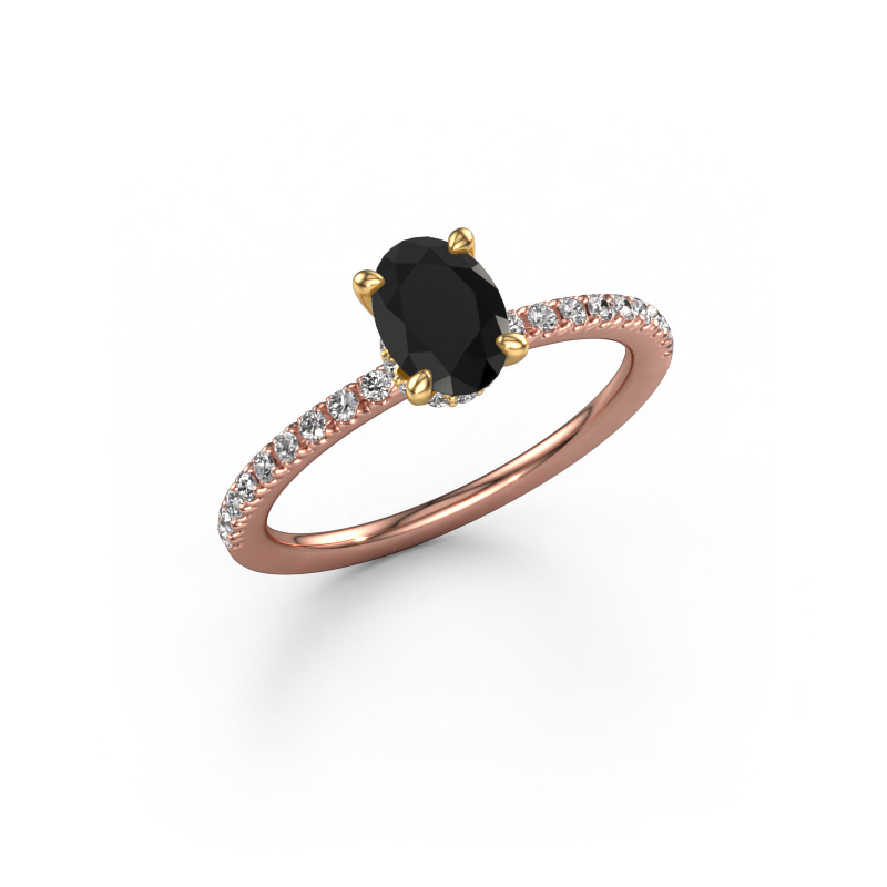 Bild von Verlobungsring Crystal OVL 4 585 Roségold Schwarz Diamant 1.29 crt