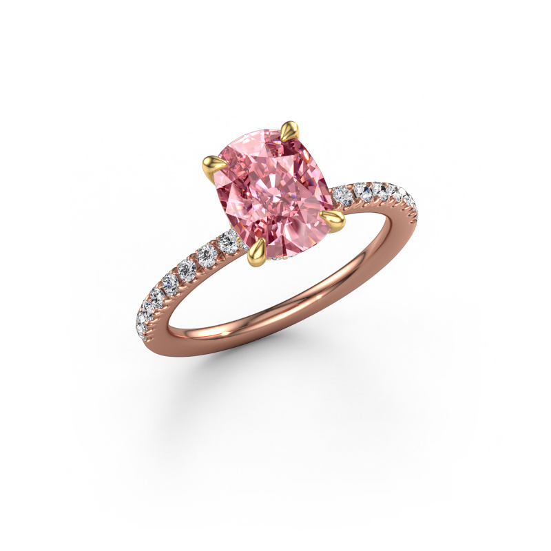 Image of Engagement ring Crystal CSH 4 585 rose gold Pink lab grown diamond 8x6 mm