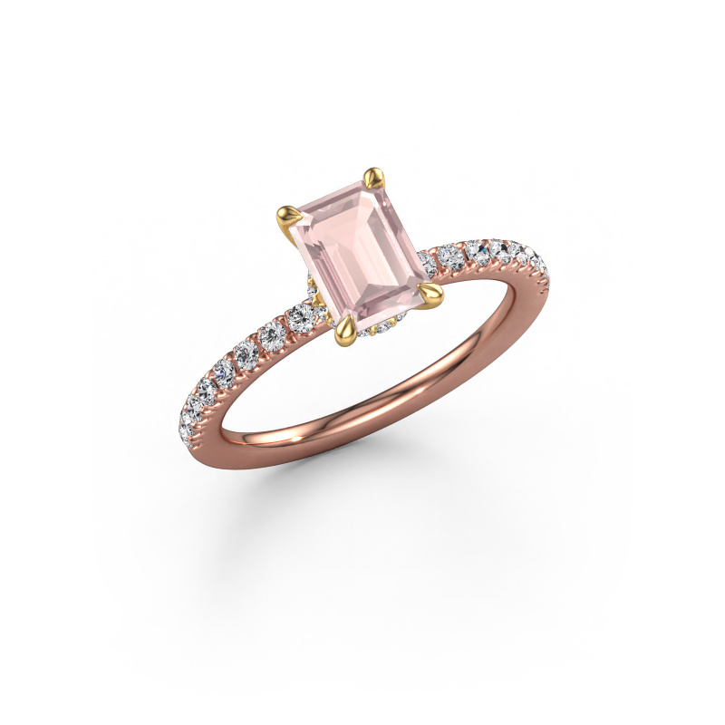 Image de Bague de fiançailles Crystal EME 4 585 or rose Champagne morganite 7x5 mm