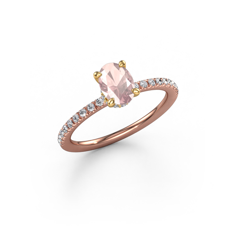Bild von Verlobungsring Crystal OVL 4 585 Roségold Morganit Champagner 7x5 mm