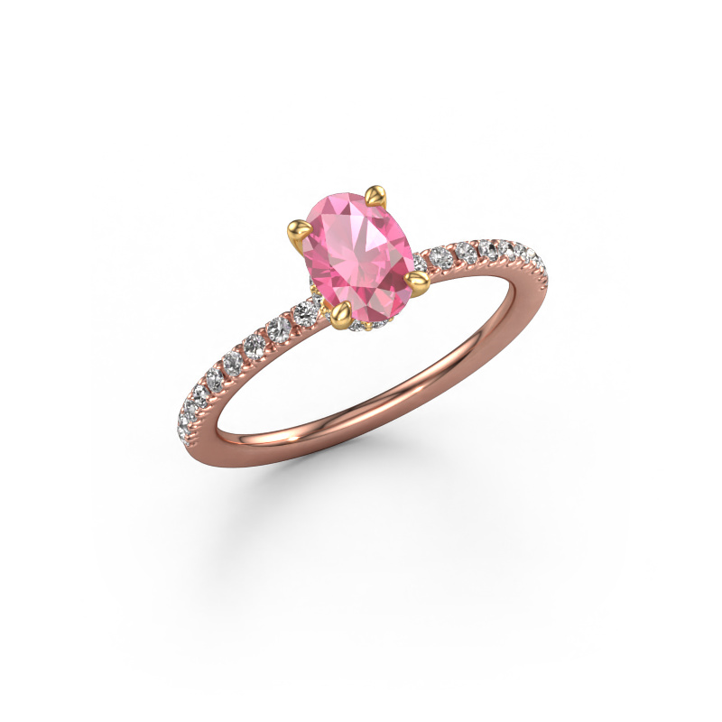 Image of Engagement ring Crystal OVL 4 585 rose gold Pink sapphire 7x5 mm