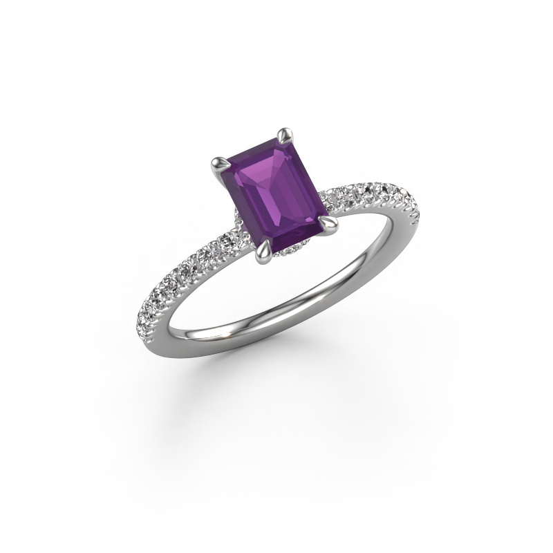 Image of Engagement ring Crystal EME 4 950 platinum Amethyst 7x5 mm