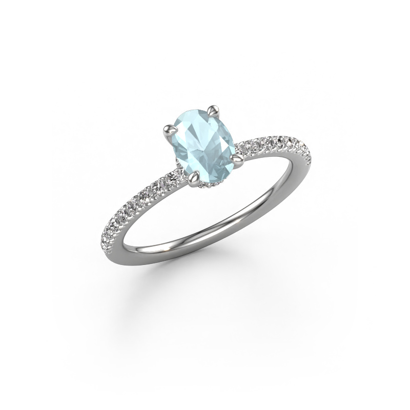 Image of Engagement ring Crystal OVL 4 950 platinum Aquamarine 7x5 mm