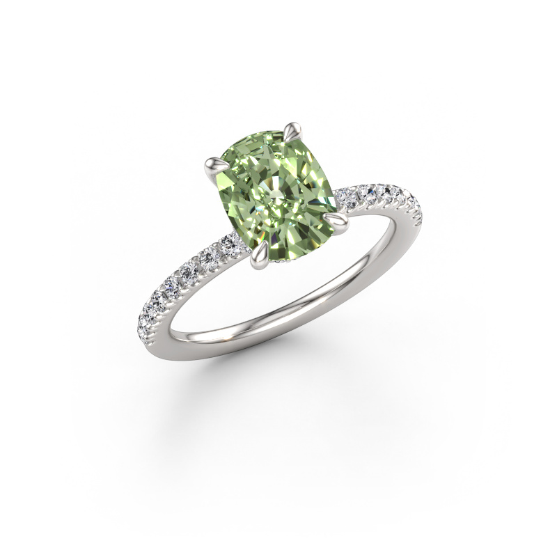 Bild av Förlovningsring Crystal CSH 4 950 platina Grön labbodlad diamant 8x6 mm