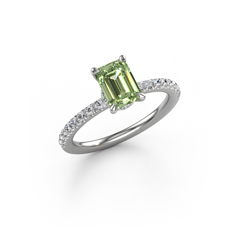 Image of Engagement ring Crystal EME 4 950 platinum Green lab grown diamond 7x5 mm