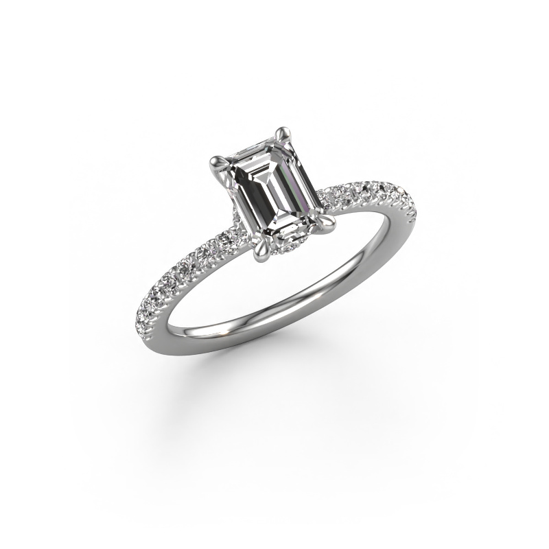 Image of Engagement ring Crystal EME 4 950 platinum Zirconia 7x5 mm