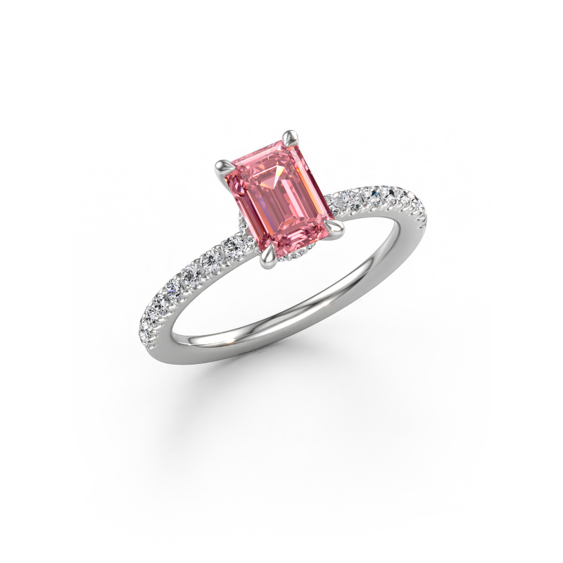Immagine di Anello di fidanzamento Crystal EME 4 950 platino Diamante lab grown rosa 7x5 mm