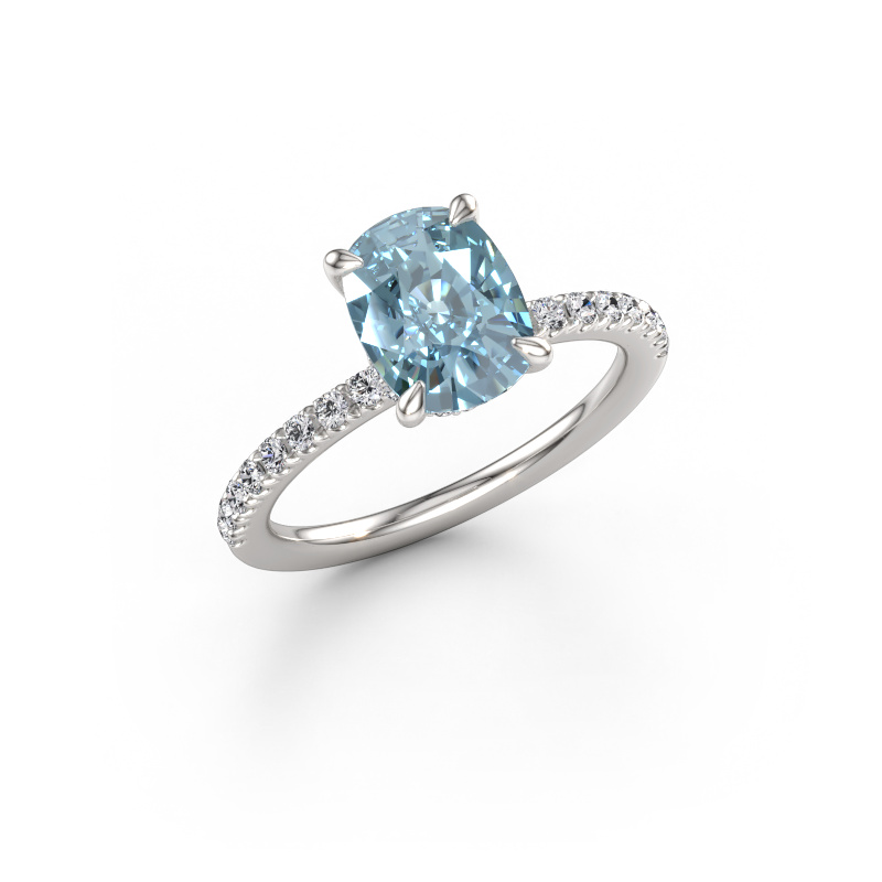 Immagine di Anello di fidanzamento Crystal CSH 4 950 platino Diamante lab grown blu 8x6 mm