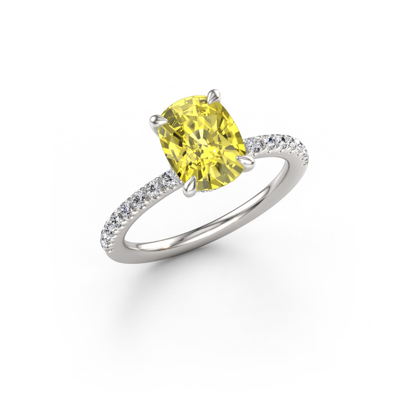 Immagine di Anello di fidanzamento Crystal CSH 4 585 oro bianco Diamante lab grown giallo 8x6 mm