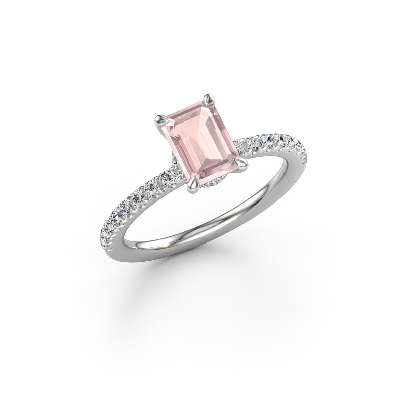 Immagine di Anello di fidanzamento Crystal EME 4 950 platino Morganite champagne 7x5 mm