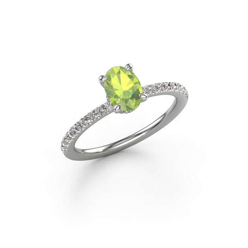 Bild von Verlobungsring Crystal OVL 4 950 Platin Peridot 7x5 mm