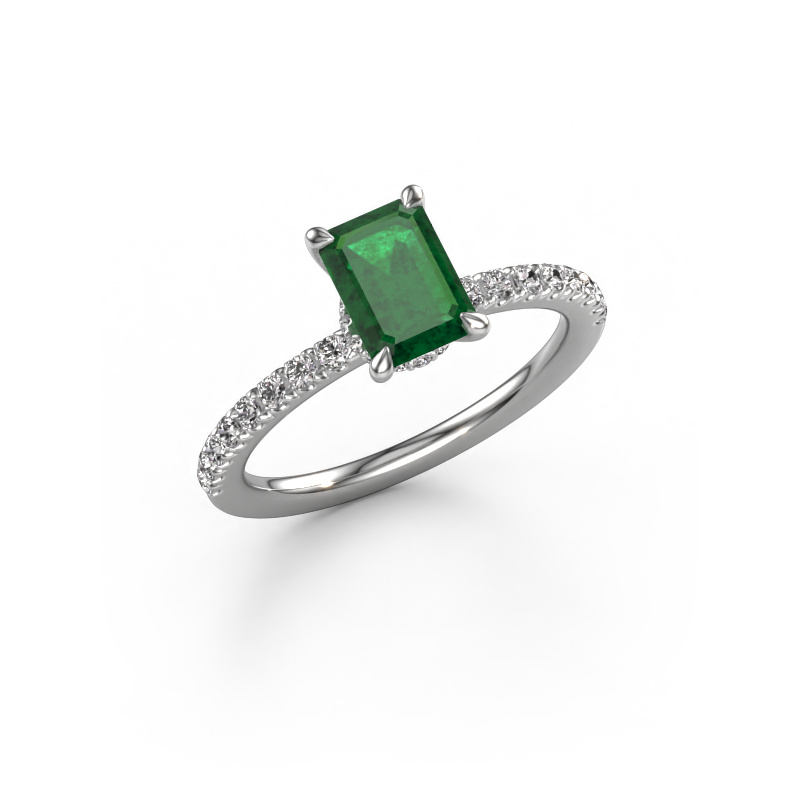 Image of Engagement ring Crystal EME 4 950 platinum Emerald 7x5 mm