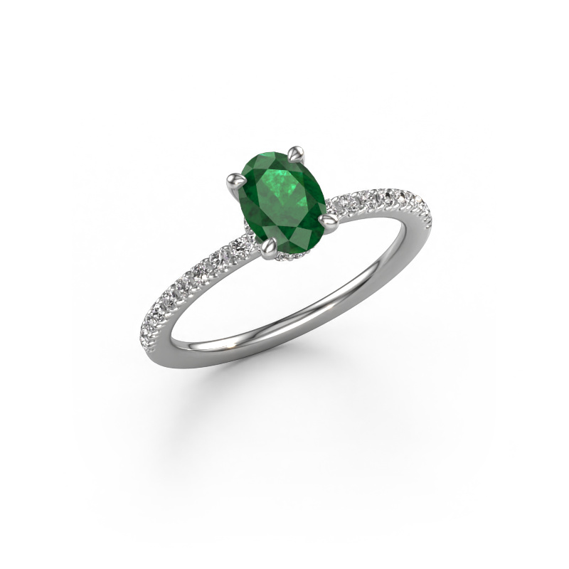 Image of Engagement ring Crystal OVL 4 950 platinum Emerald 7x5 mm