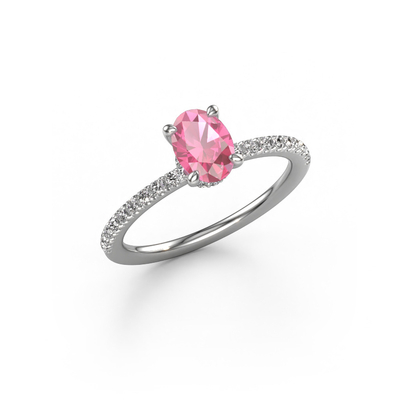 Image de Bague de fiançailles Crystal OVL 4 950 platine Saphir rose 7x5 mm