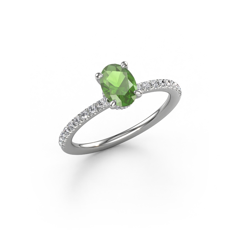 Bild von Verlobungsring Crystal OVL 4 950 Platin Turmalin grün 7x5 mm