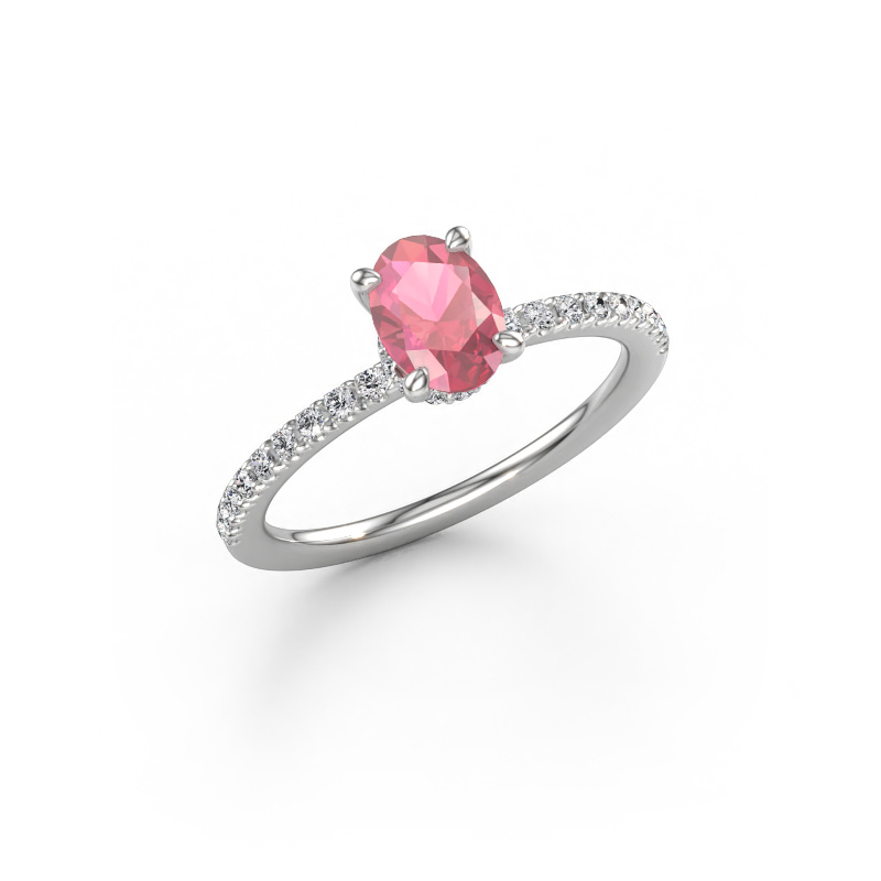 Immagine di Anello di fidanzamento Crystal OVL 4 950 platino Tormalina rosa 7x5 mm